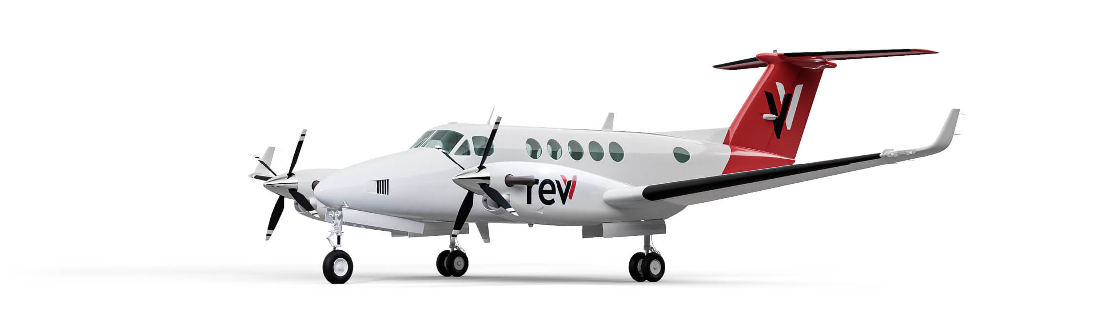 King Air 200 branded with the revv logo
