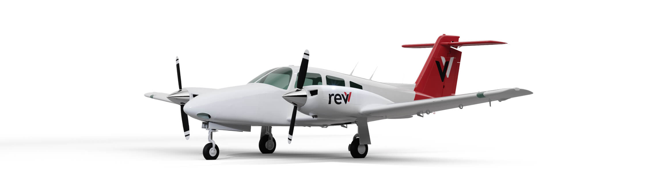 Piper Seminole airplane branded with revv logo